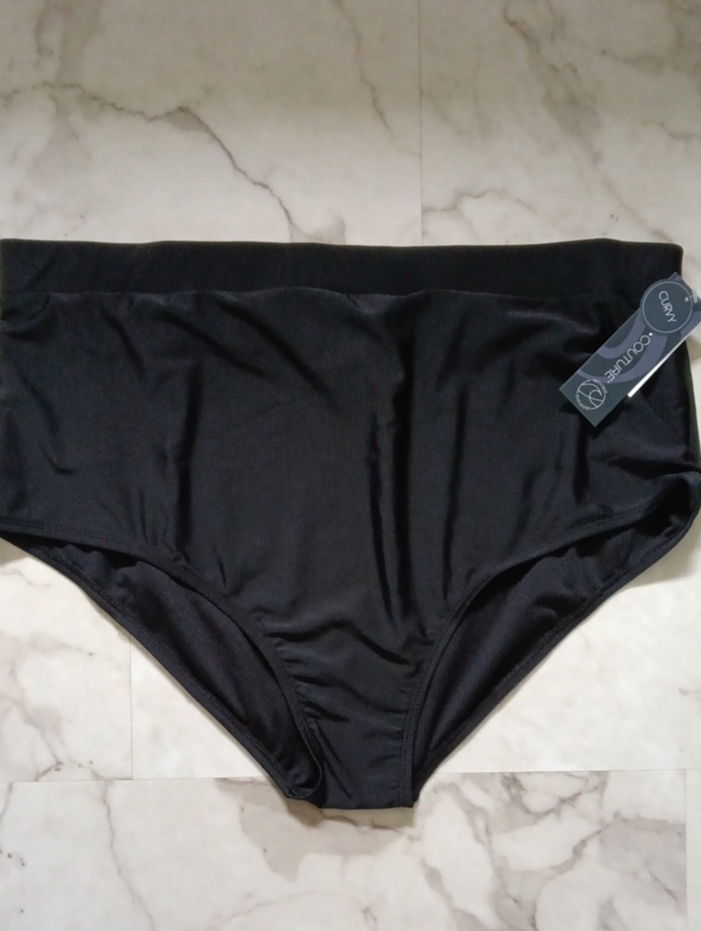 Comfort High-Waist Bikini Bottom - Black
